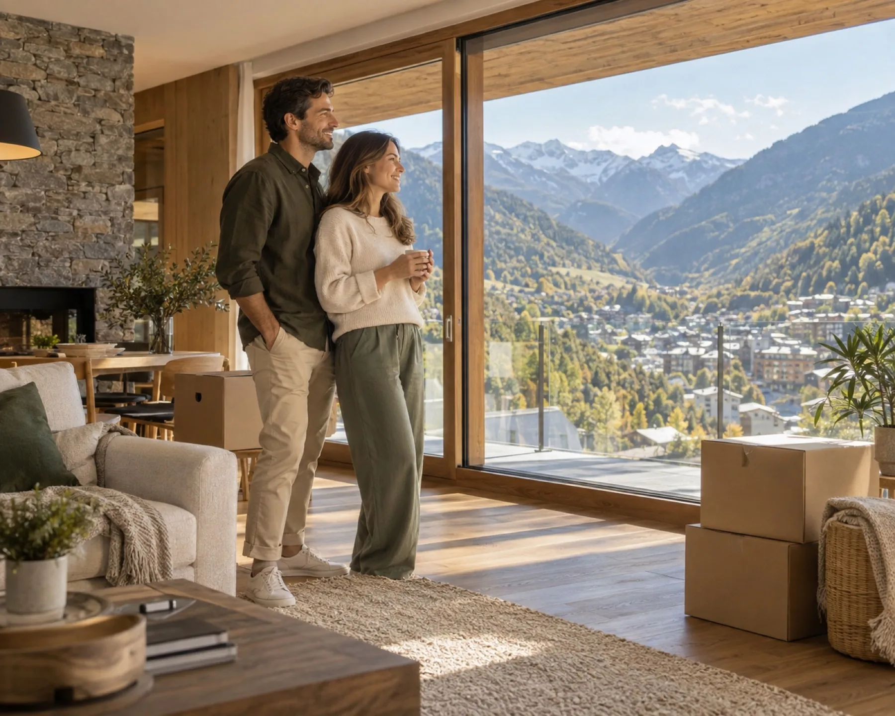 Un couple prépare son installation dans un appartement chaleureux en Andorre Un couple prépare son installation dans un appartement chaleureux en Andorre